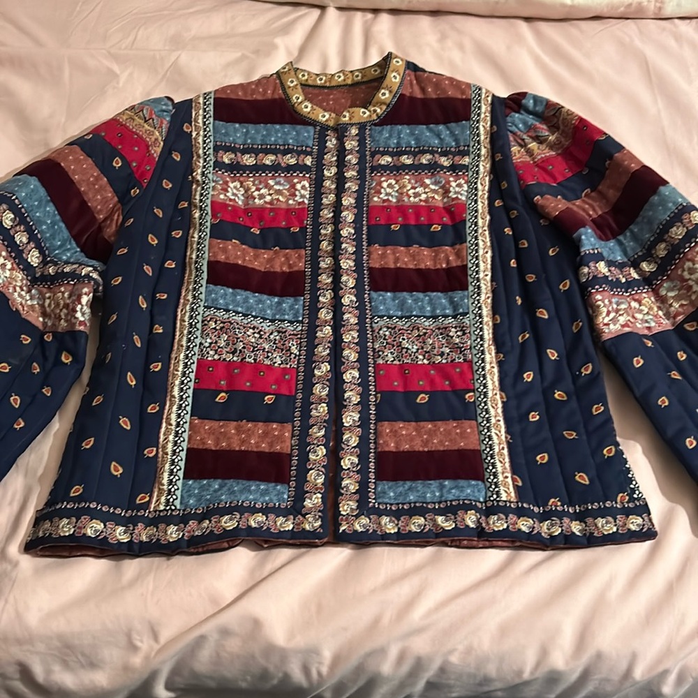 Vintage 70s quilted patchwork cotton jacket, medium